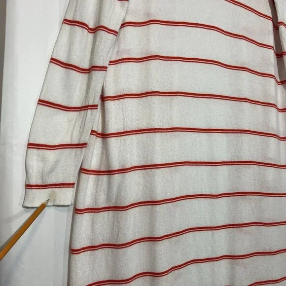 Cabi Women Cardigan Striped Medium Size Open Front Pockets Long Sleeves Orange - Picture 8 of 10